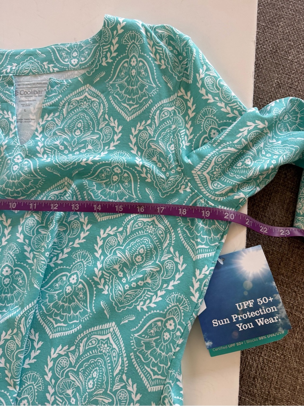 Coolibar Turquoise Paisley-Print Swim Cover-Up Tunic - Picture 6 of 7